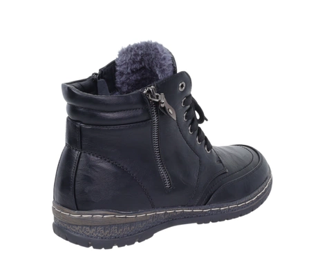 Czarne trzewiki damskie zimowe buty ciepłe zdrowotne Haidra