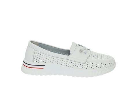 Białe skórzane mokasyny damskie sportowe półbuty Jezzi
