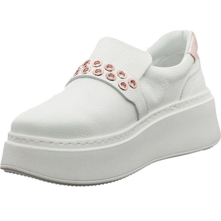 Białe półbuty damskie z włoskiej skóry naturalnej Gino Fabiani Kolekcja Premium