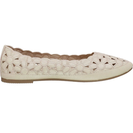 Beżowe balerinki damskie ażurowe kwiatki Jezzi