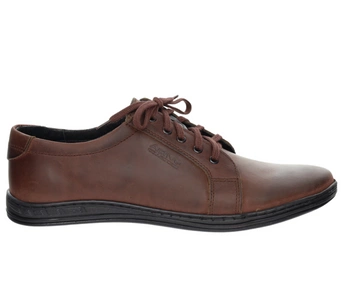 Brązowe skórzane półbuty męskie sportowe adidasy eleganckie  POLBUT