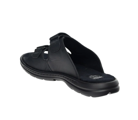 Komfortowe czarne skórzane klapki męskie regulowane American Club