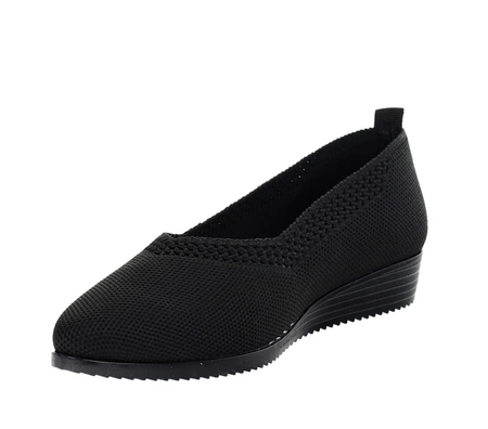 Komfortowe czółenka płaskie czarne oddychające UNISOFT