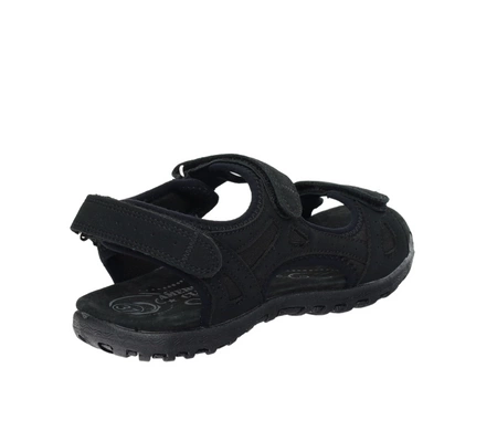 Czarne sandały damskie sportowe regulowane na rzepy skórzana wkładka