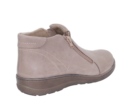 Skórzane damskie botki zimowe komfortowe ocieplane wełną HELIOS