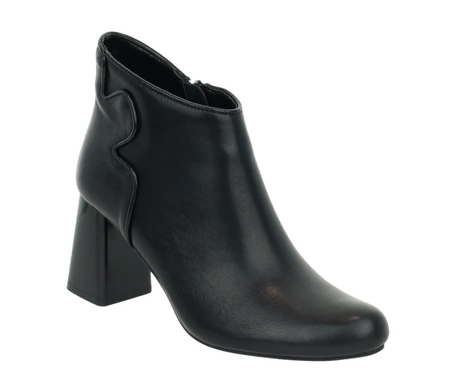 Czarne eleganckie buty zimowe damskie na obcasie półbuty skórzane Jezzi