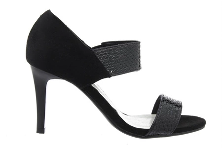 Czarne sandały damskie na szpilce z zakrytą piętą Jezzi