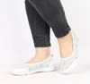 Białe skórzane baleriny damskie sportowe czółenka płaskie Jezzi