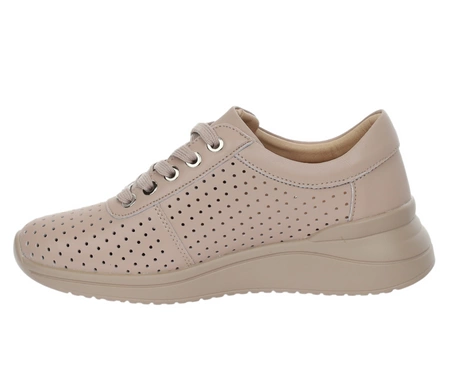 Cieliste adidasy damskie ze skóry naturalnej z ażurową, oddychającą cholewką VINCEZA