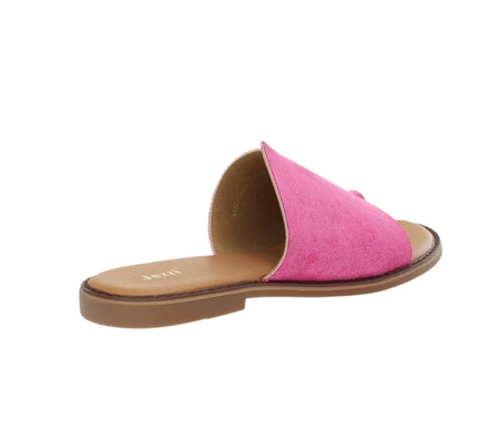 Fuksjowe klapki damskie płaskie różowe zamszowe Jezzi