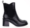 Czarne botki zimowe na obcasie eleganckie Jezzi