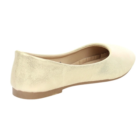 Złote baleriny damskie płaskie baletki Jezzi