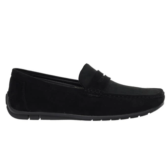Czarne mokasyny męskie półbuty wsuwane zamszowe NEWS