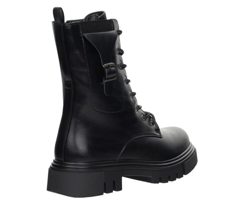 Czarne glany damskie sznurowane rokowe botki Jezzi