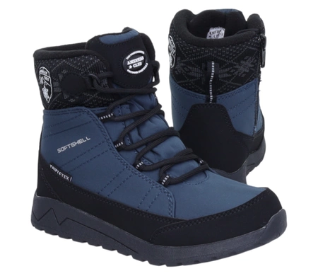 Granatowe śniegowce dziecięce porządne wodoodporne American Club