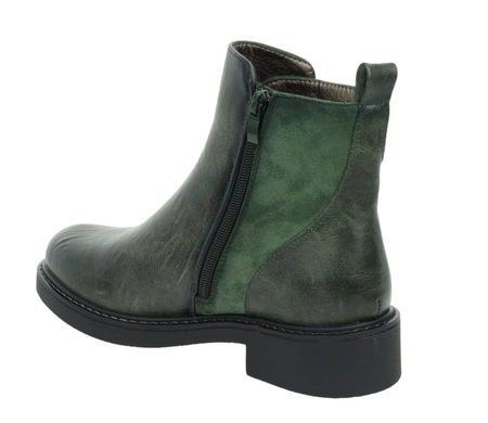Zielone botki damskie płaskie eleganckie i wygodne Jezzi