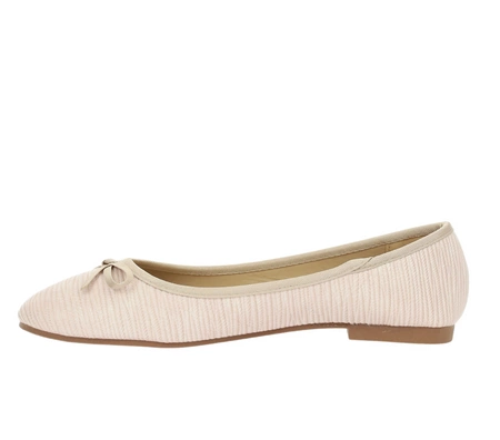 Beżowe baleriny damskie z eko skóry czółenka płaskie EVENTO