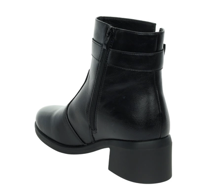 Czarne eleganckie buty zimowe na niskim obcasie ciepłe buty zimowe