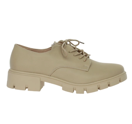 Beżowe eleganckie półbuty sznurowane derby wizytowe od Daszyński