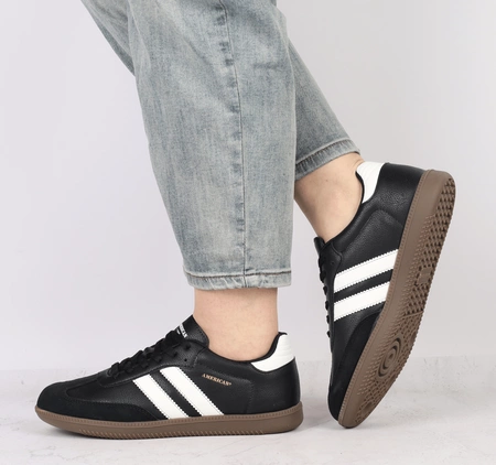 Trampki czarne modne Hit sezonu tenisówki na kauczukowej podeszwie American Club