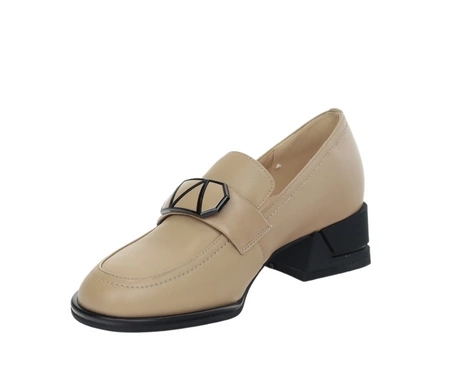 Skórzane półbuty damskie mokasyny na płaskim obcasie Gino Fabiani