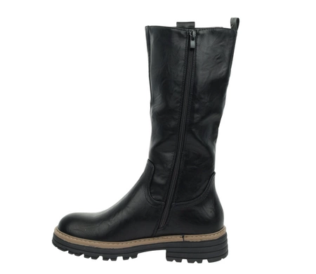 Czarne glany damskie ocieplane botki do połowy łydki Jezzi