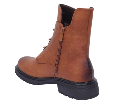 Brązowe botki damskie płaskie eleganckie i wygodne Jezzi