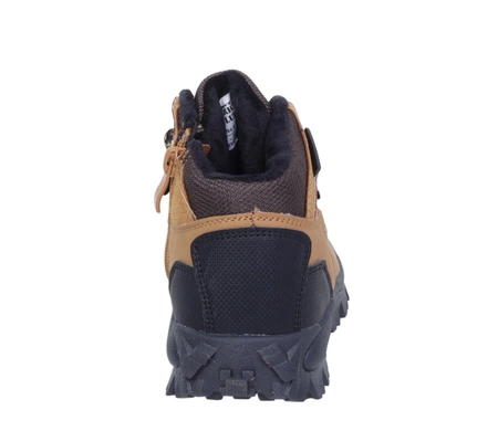 Musztardowe buty zimowe dla chłopca ciepłe dziecięce trzewiki American Club