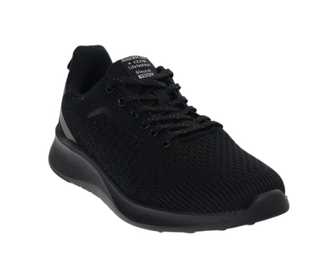 Czarne lekkie siateczkowe adidasy męskie z profilowaną wkładką American Club