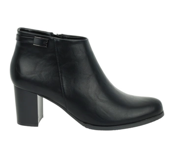 Czarne eleganckie botki do kostki na obcasie ocieplane Jezzi