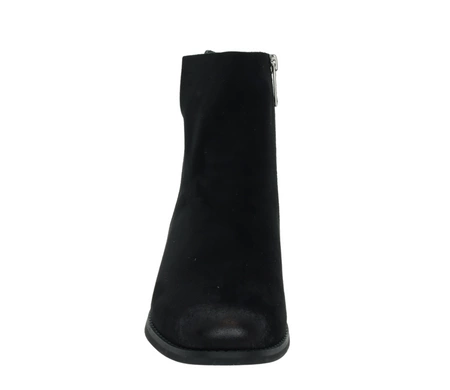 Klasyczne czarne botki damskie jesienne welurowe płaksie na zamek MILANO