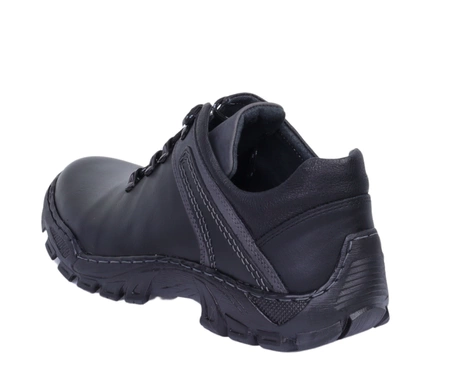 Czarne męskie półbuty skórzane wytrzymałe na trekkingowej podeszwie Gepard