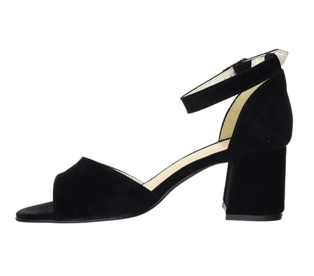 Sandały damskie czarne zamszowe na obcasie z zakrytą piętą Azali - Produkt Polski