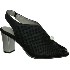 Czarne sandały damskie na obcasie zabudowana cholewka Jezzi