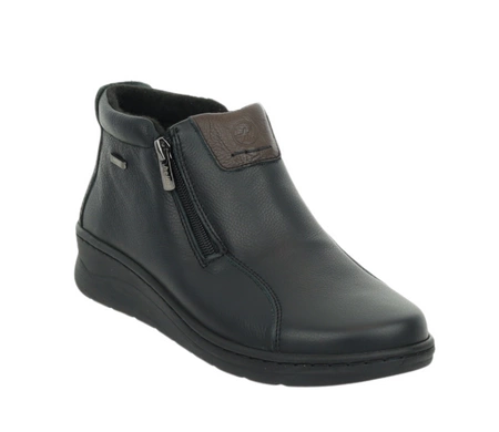 Czarne skórzane komfortowe botki zimowe buty Helios model786