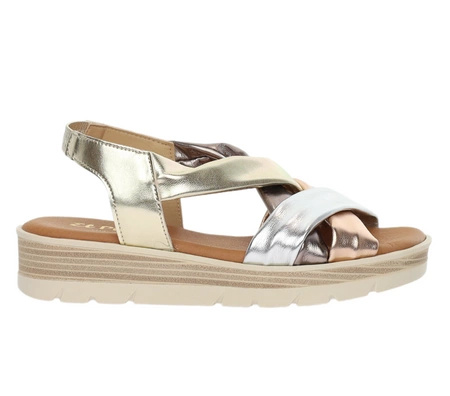 Metaliczne sandały damskie na lekkiej grubej podeszwie El Pimpi - Made in Spain