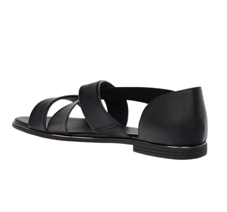 Czarne sandały płaskie z zakrytą piętą komfortowe Jezzi