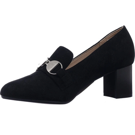 Zamszowe czółenka damskie lordsy na obcasie Jezzi