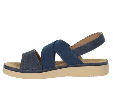 Granatowe sandały damskie na płaskiej podeszwie slip-on Jezzi