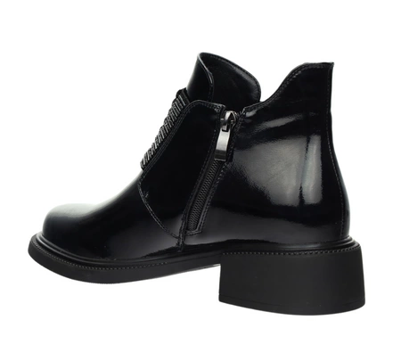 Bardzo eleganckie półbuty damskie ze skóry naturalnej lakierowanej Polskie Gino Fabiani