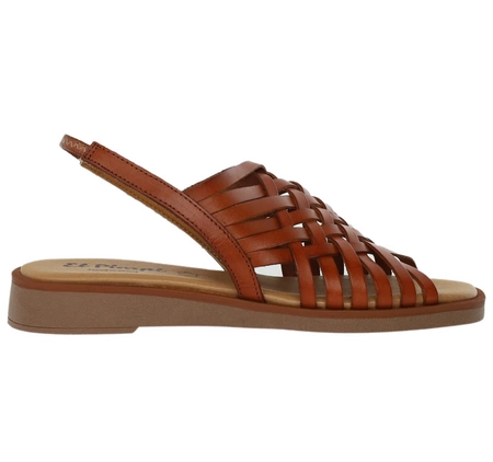 Brązowe skórzane sandały rzymianki plecione jezuski El Pimpi - Made in Spain