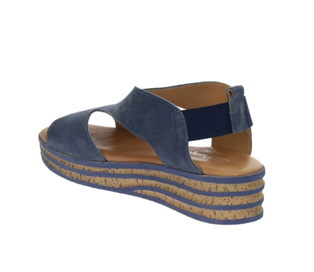 Granatowe skórzane sandały damskie na platformie Hiszpańskie El Pimpi