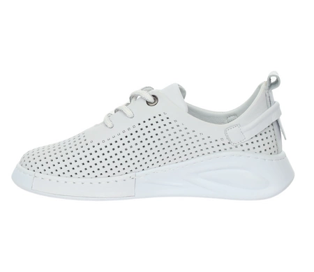 Białe skórzane adidasy damskie ażurowe półbuty sportowe MODO