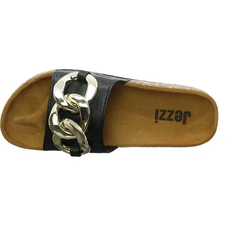 Czarne klapki damskie z łańcuchem Jezzi