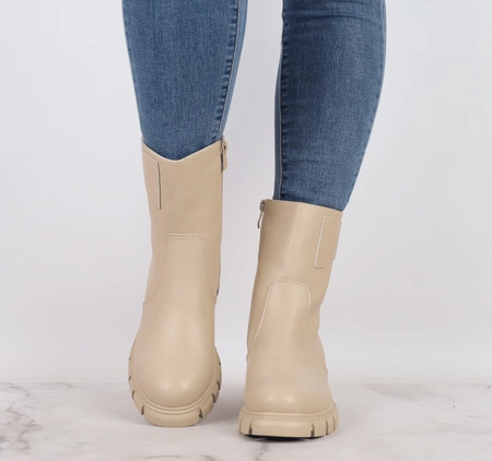 Eleganckie botki zimowe damskie na niskim klocku Jezzi