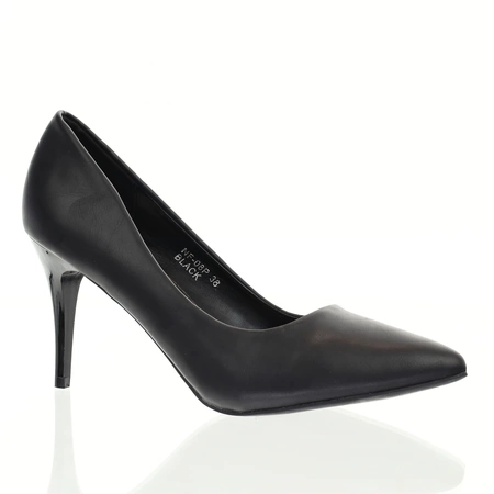 Czarne szpilki z eko skóry klasyczne czółenka na szpilce Seastar