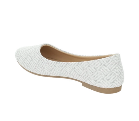 Białe baleriny damskie czółenka płaskie ślubne Jezzi