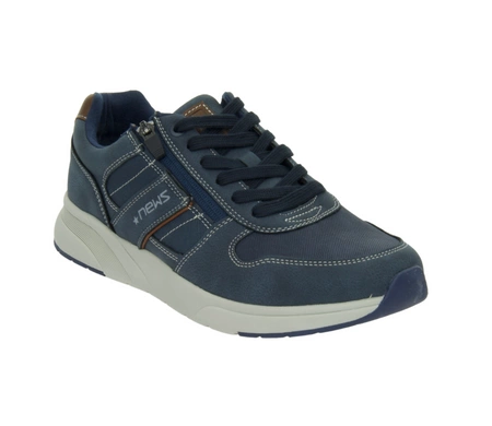 Granatowe buty męskie sportowe adidasy na zamek i sznurowadła