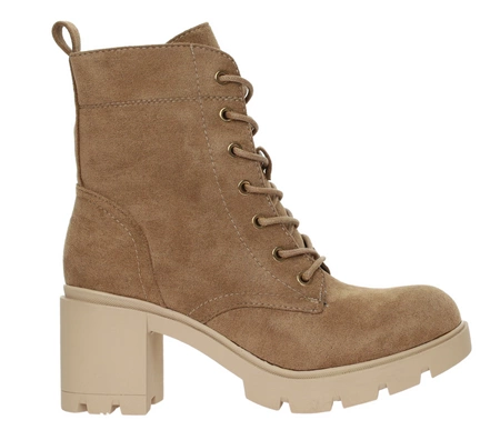 Zamszowe botki zimowe sznurowane na klocku Jezzi