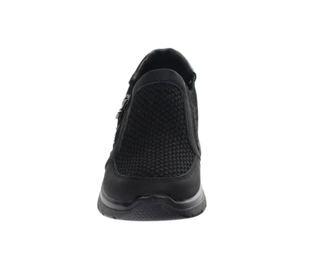 Czarne komfortowe półbuty damskie na zamek sportowe UNISOFT